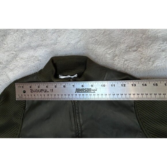 Pendleton Womens Small Merino Wool and Leather Front Sweater Jacket Green Zip Up - Picture 4 of 9